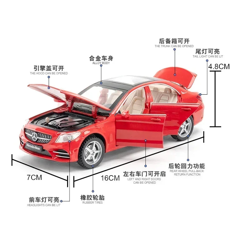 Diecast 1/32 Benz C260L Alloy Car Model Metal Toy Vehicles Miniature Voiture Children Boy Car Toy Birthday Gift  Love toys