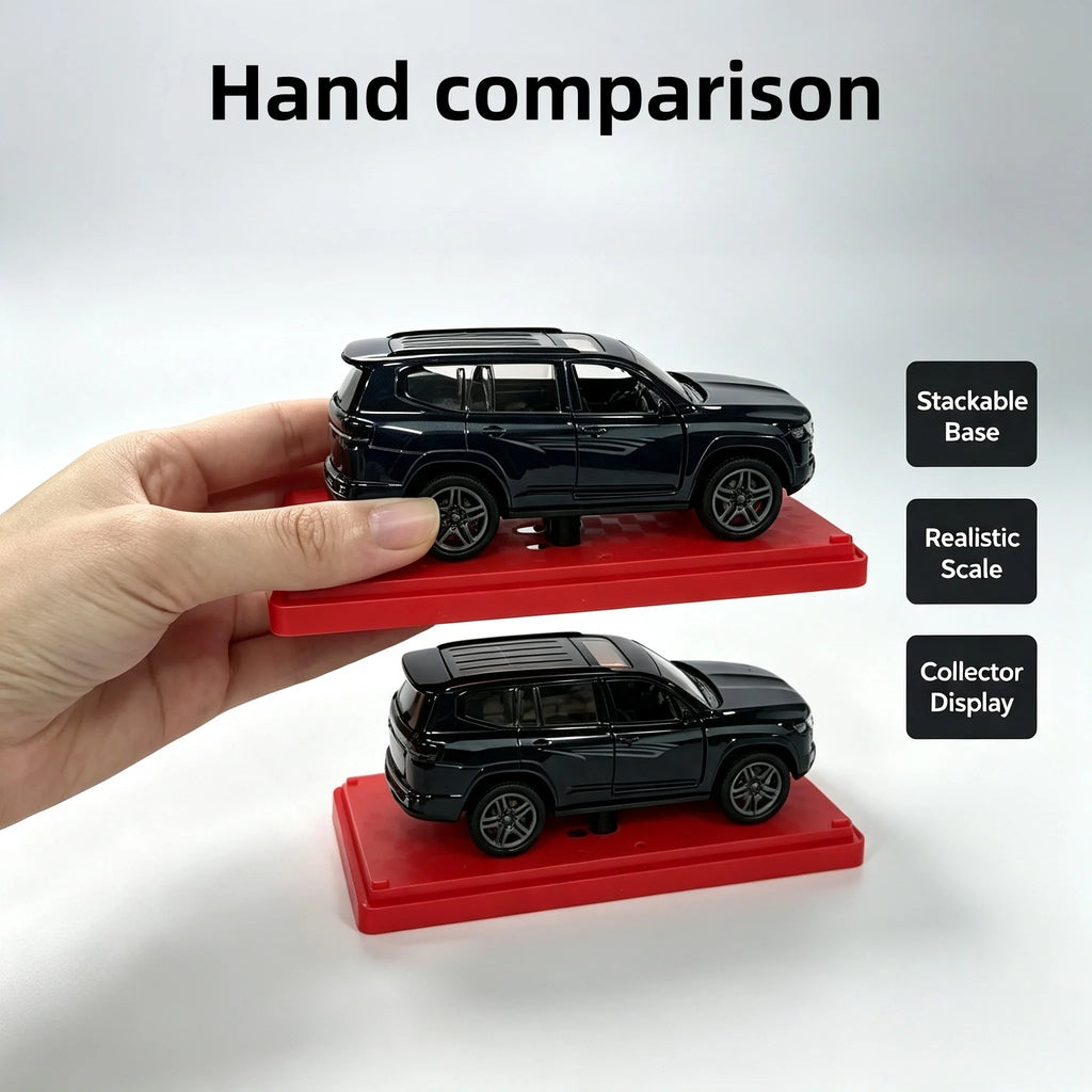 1:32 Die-cast Alloy SUV Model Car with Stackable Display Case, Openable Doors, Pull Back Action, Collectible Vehicle Toy