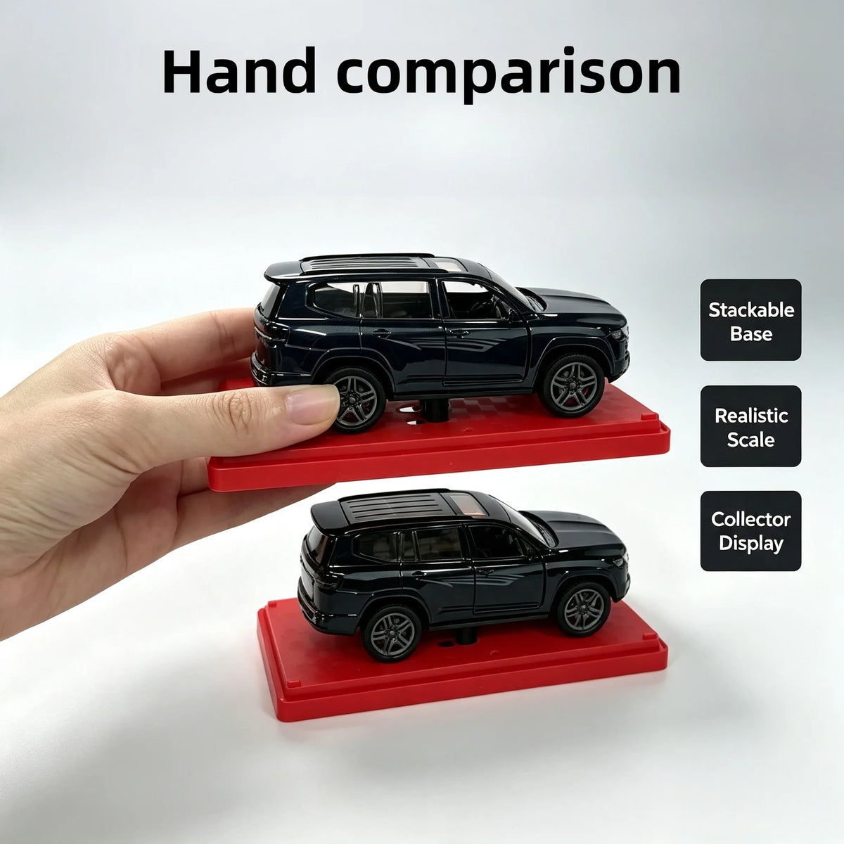 1:32 Die-cast Alloy SUV Model Car with Stackable Display Case, Openable Doors, Pull Back Action, Collectible Vehicle Toy