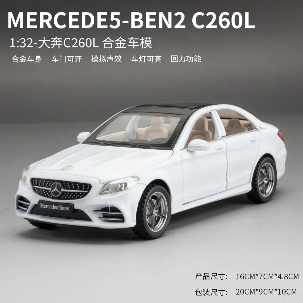 Diecast 1/32 Benz C260L Alloy Car Model Metal Toy Vehicles Miniature Voiture Children Boy Car Toy Birthday Gift  Love toys