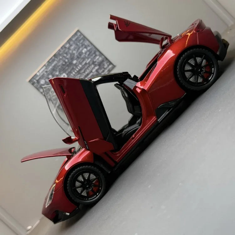 Diecast Alloy 1:24 Maser MC20 Convertible Supercar Model with Sound and Light Pull Back Children's Toy Vehicle Ornaments Gift