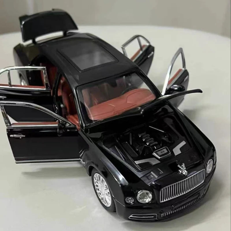 Diecast 1:24 Scale Bentley Mulsanne Alloy Model Car Collection Vehicle Simulation Sound & Light Metal Toy Car Toy For Kids Gift