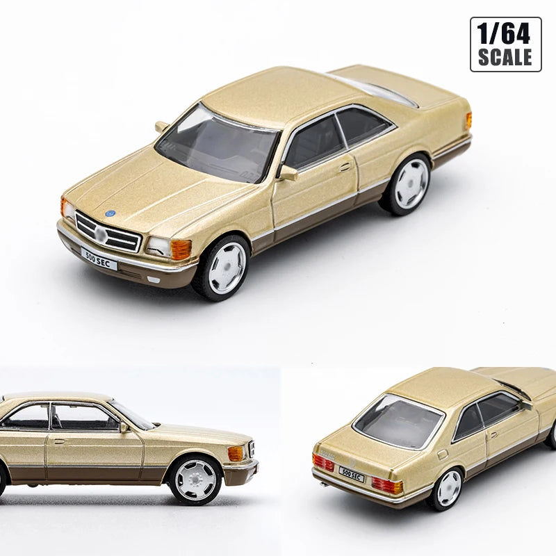 DCT 1/64 500SEC Retro German Coupe Diecast Alloy Vehicle Model with Transparent Display Box Hobby Collectible Toy Gifts