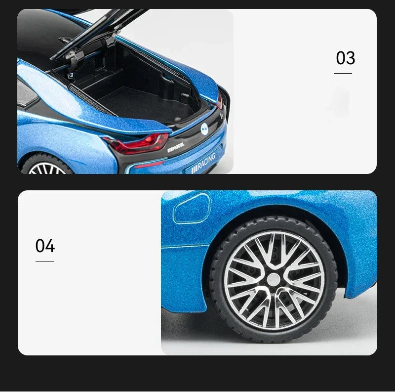 I8 Supercar  Diecast 1:32 Alloy Diecast  Car Diecasts Toy Vehicles Car Model Sound Light Car Toys Gifts