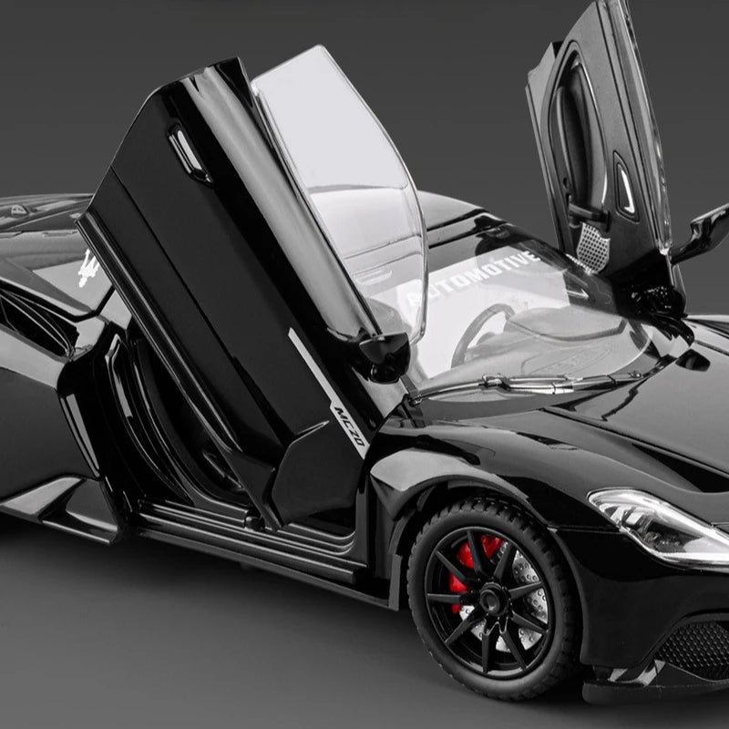 Diecast Alloy 1:24 Maser MC20 Convertible Supercar Model with Sound and Light Pull Back Children's Toy Vehicle Ornaments Gift