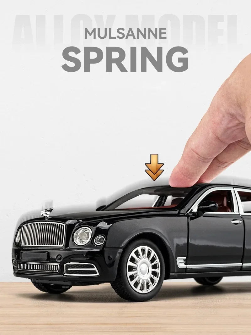 Diecast 1:24 Scale Bentley Mulsanne Alloy Model Car Collection Vehicle Simulation Sound & Light Metal Toy Car Toy For Kids Gift