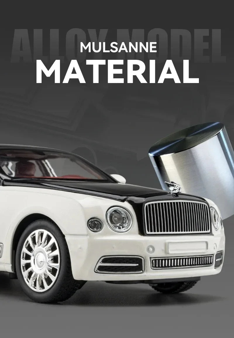 Diecast 1:24 Scale Bentley Mulsanne Alloy Model Car Collection Vehicle Simulation Sound & Light Metal Toy Car Toy For Kids Gift