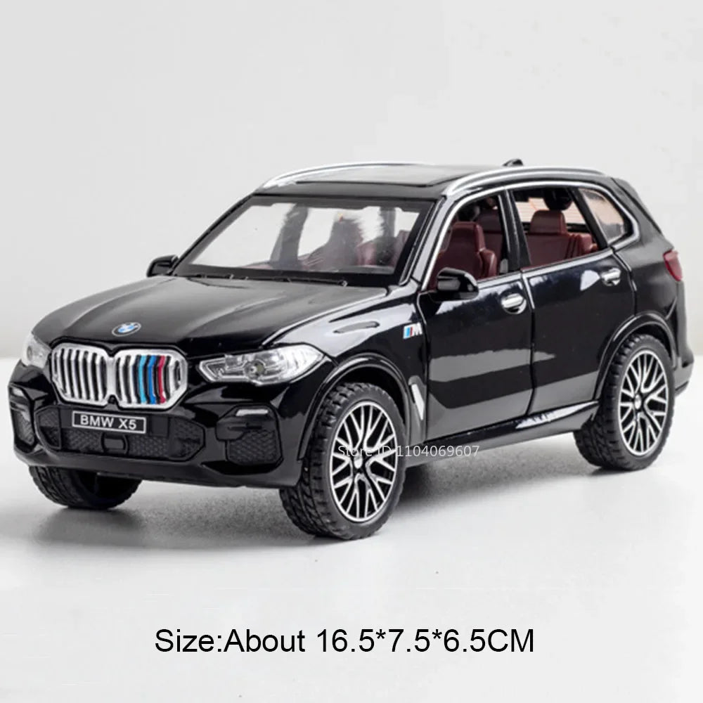 1:32 X5 M8 Alloy Models Toys Diecast Cars 6 Doors Opened with Sound Light Pull Back Rubber Tires Miniature Vehices Holiday Gifts