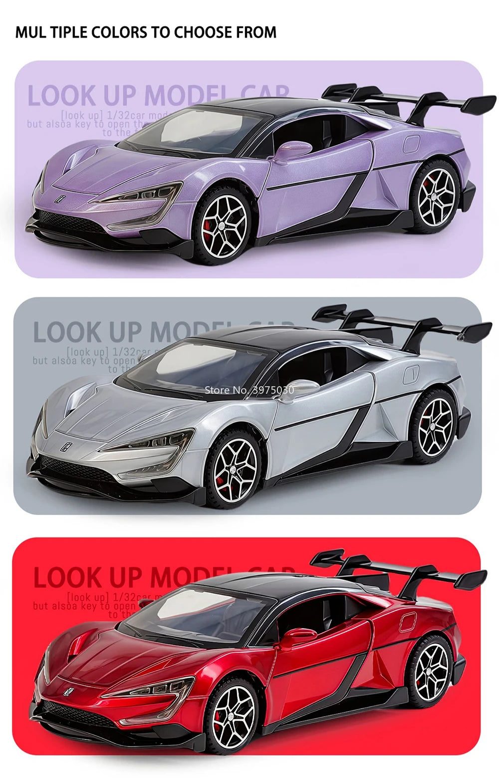 1:32 Alloy Diecast BYD YANGWANG U9 Toys Cars Miniature Model with Light Music Supercar 4 Doors Opened Vehicle Boys Perfect Gifts