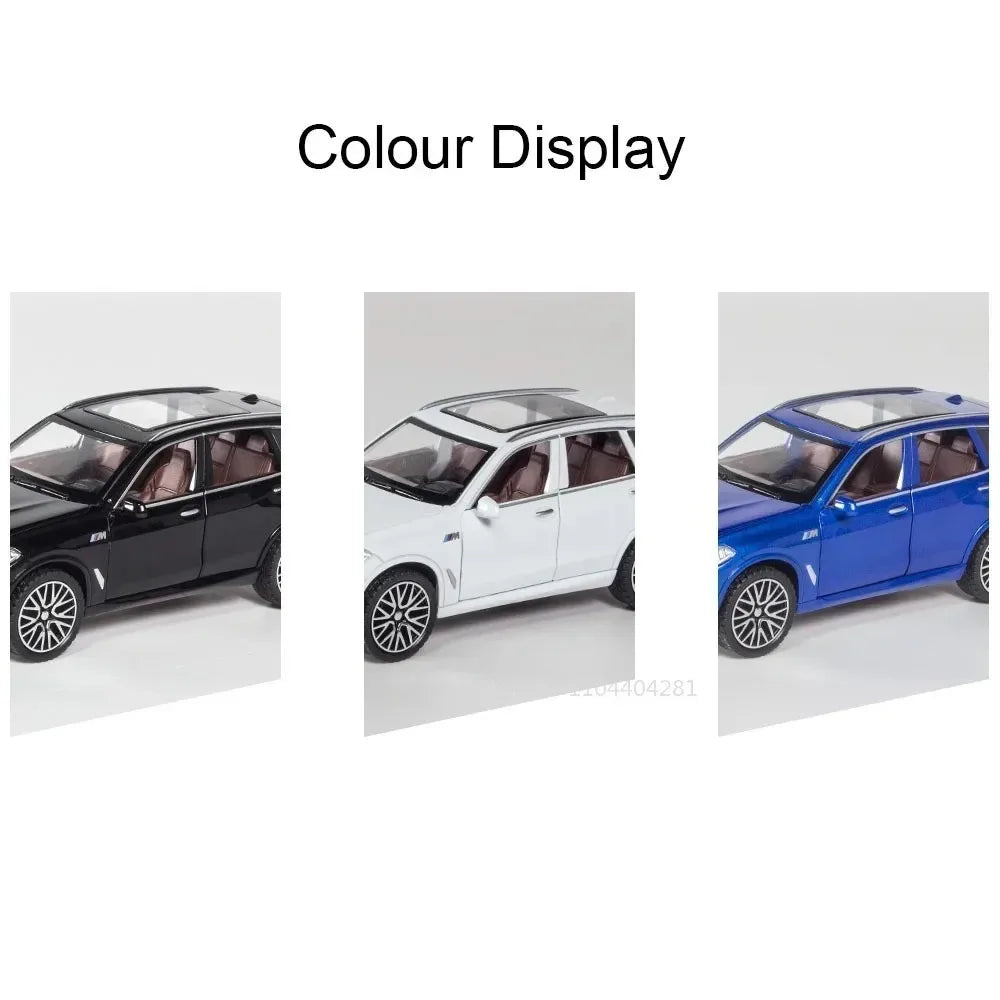 1:32 X5 M8 Alloy Models Toys Diecast Cars 6 Doors Opened with Sound Light Pull Back Rubber Tires Miniature Vehices Holiday Gifts