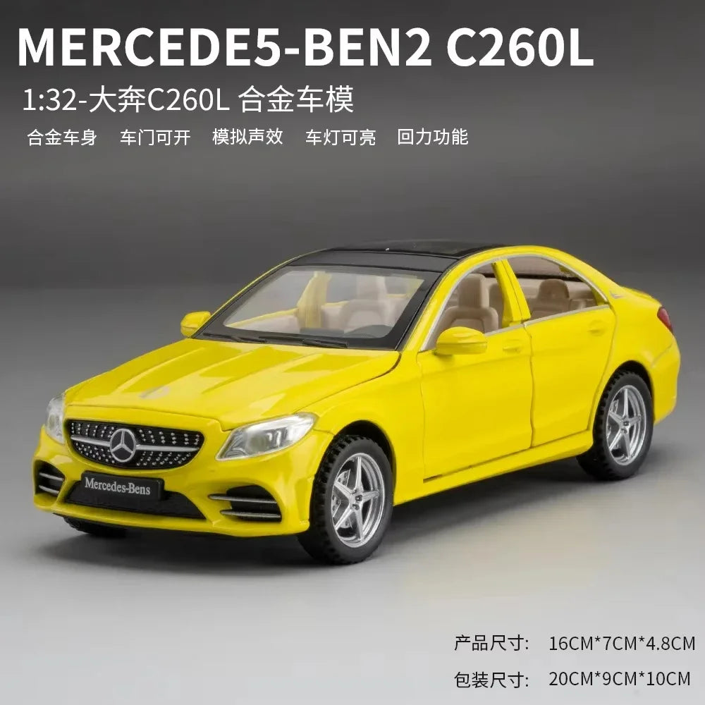 Diecast 1/32 Benz C260L Alloy Car Model Metal Toy Vehicles Miniature Voiture Children Boy Car Toy Birthday Gift  Love toys