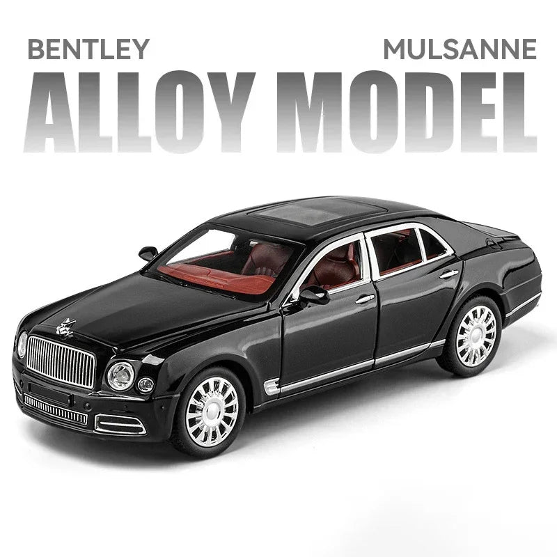 Diecast 1:24 Scale Bentley Mulsanne Alloy Model Car Collection Vehicle Simulation Sound & Light Metal Toy Car Toy For Kids Gift