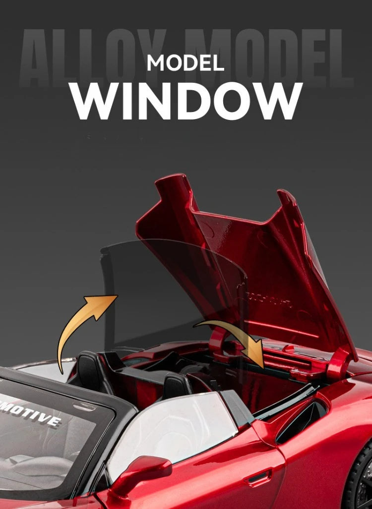 Diecast Alloy 1:24 Maser MC20 Convertible Supercar Model with Sound and Light Pull Back Children's Toy Vehicle Ornaments Gift