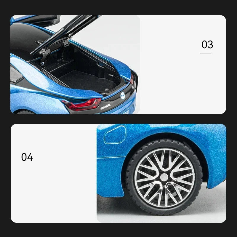 I8 Supercar  Diecast 1:32 Alloy Diecast  Car Diecasts Toy Vehicles Car Model Sound Light Car Toys Gifts