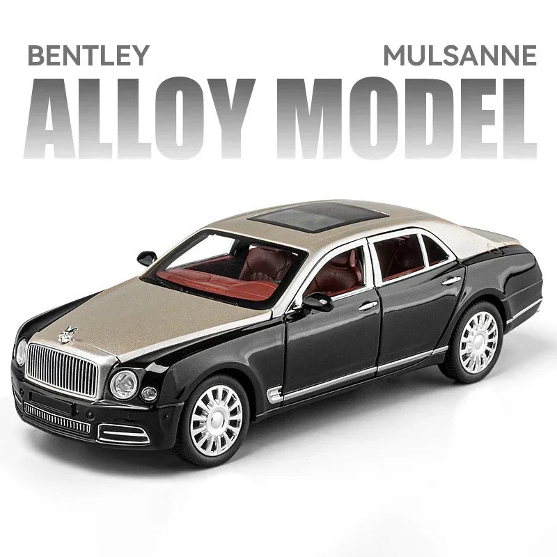 Diecast 1:24 Scale Bentley Mulsanne Alloy Model Car Collection Vehicle Simulation Sound & Light Metal Toy Car Toy For Kids Gift