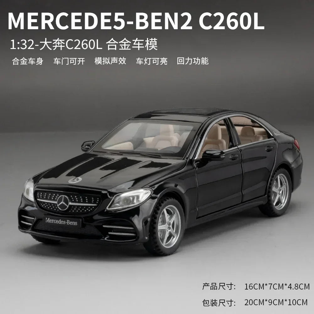 Diecast 1/32 Benz C260L Alloy Car Model Metal Toy Vehicles Miniature Voiture Children Boy Car Toy Birthday Gift  Love toys