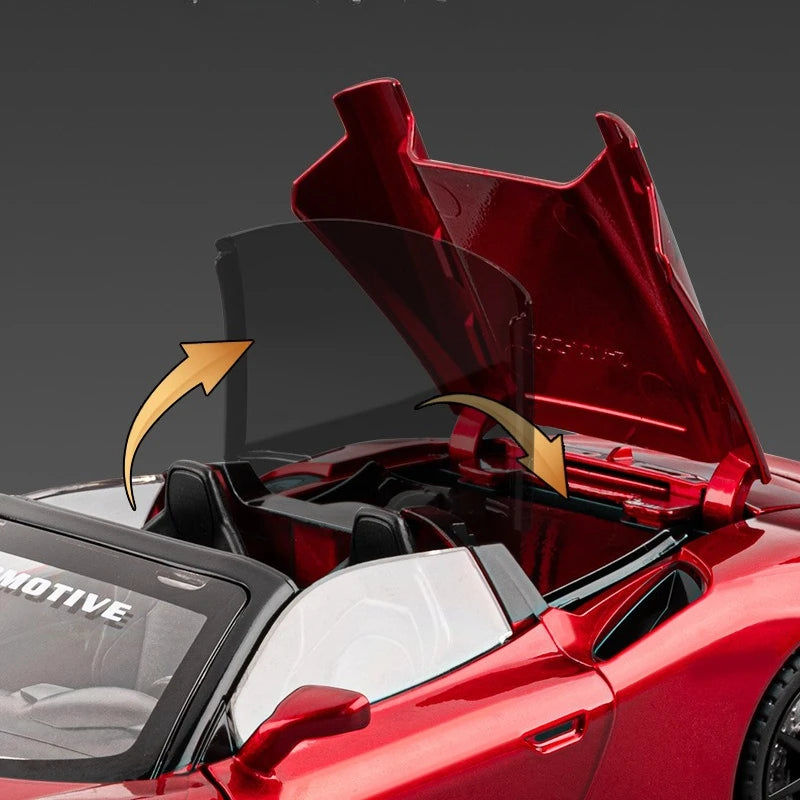 Diecast Alloy 1:24 Maser MC20 Convertible Supercar Model with Sound and Light Pull Back Children's Toy Vehicle Ornaments Gift