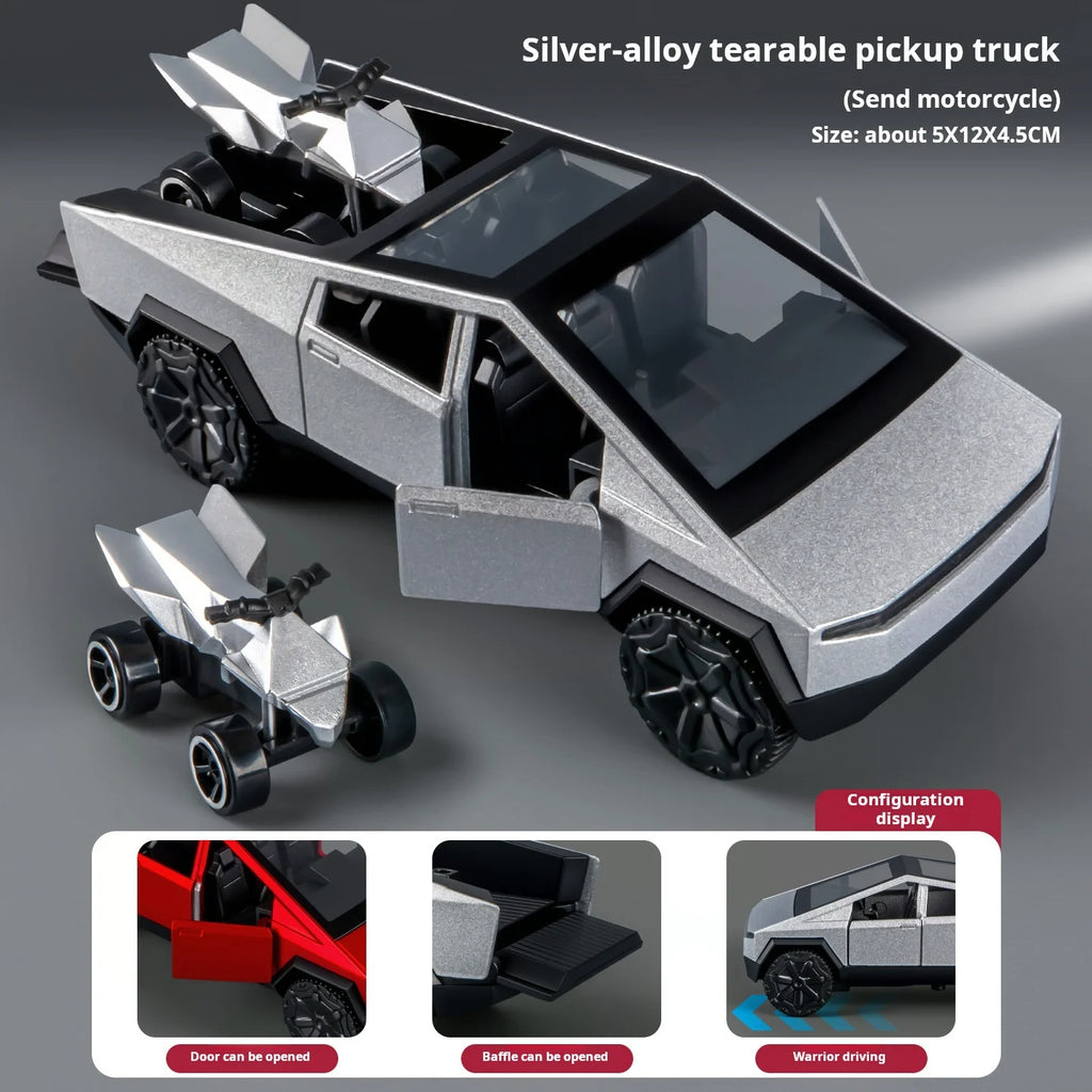 1:36 Cybertruck Toys Off Road Vehicle Die Cast Model Car Beach Motorcycle Hobby Collectible Birthday Gift