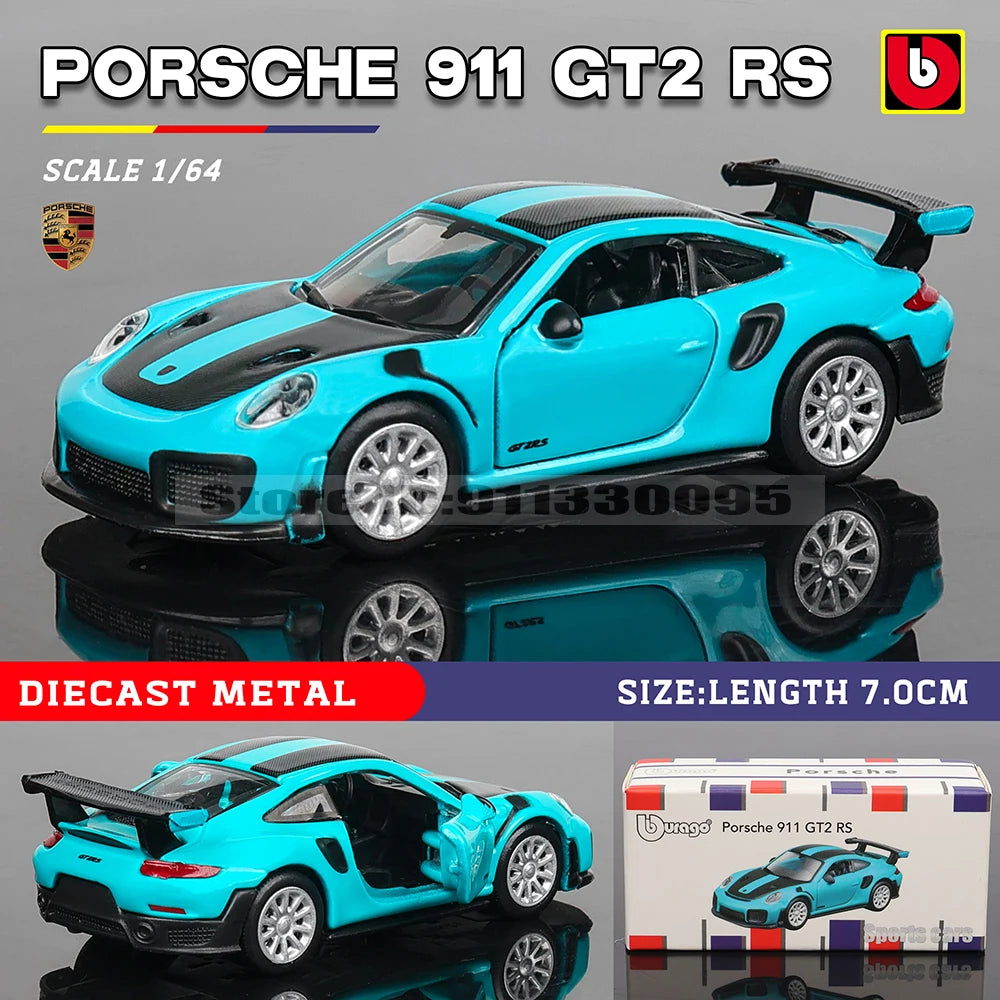 Bburago 1:64 golf Porsche 911 Shelby Raventon Mustang Lamborghini Collection Series Car Die Casting Model Children's Gift Toy