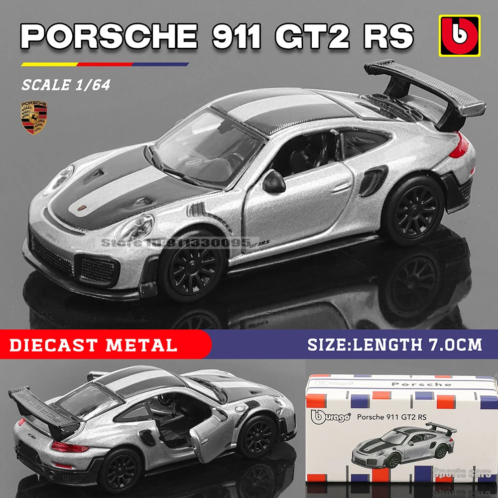 Bburago 1:64 golf Porsche 911 Shelby Raventon Mustang Lamborghini Collection Series Car Die Casting Model Children's Gift Toy