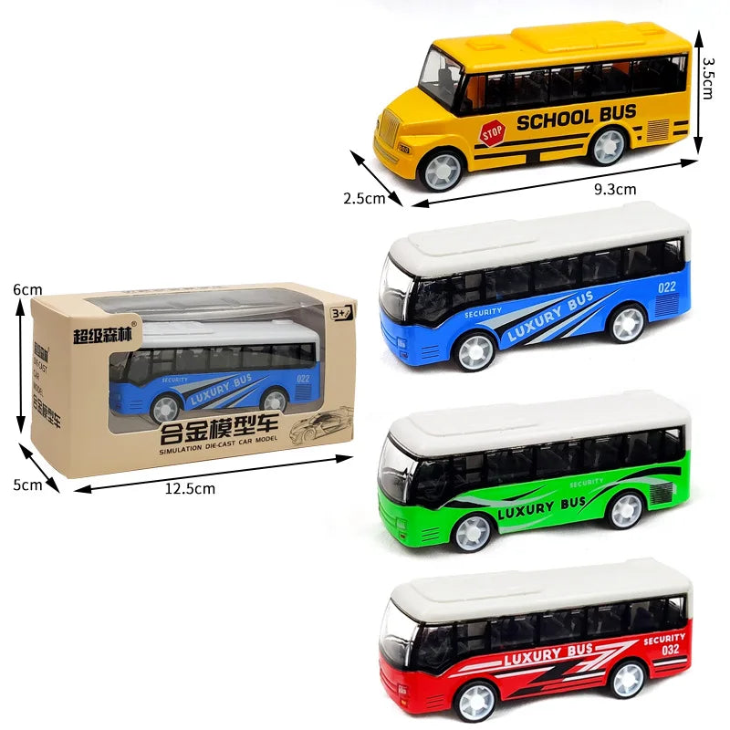 Children's Alloy Anti-Collision Car School Bus City Traffic Decoration Model Airport Metal Pull-Out Boy Holiday Education Toys