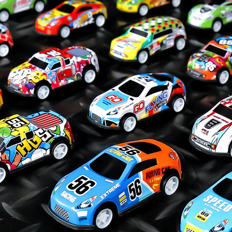 10-48 Pieces Mini Car Set Inertia Pull Back Cars for Boys Plastic Vehicle Model with Container Collection Toy Birthday Gift Kid