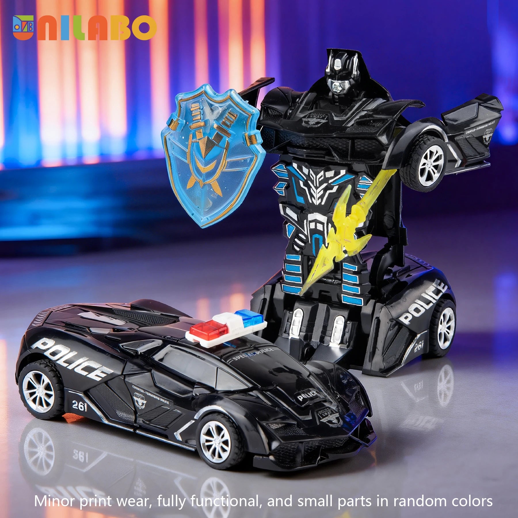 Transformable Robot Sports Car Toys, No Batteries, Educational Kids Gift, Colorful Model Vehicle for Play Learning