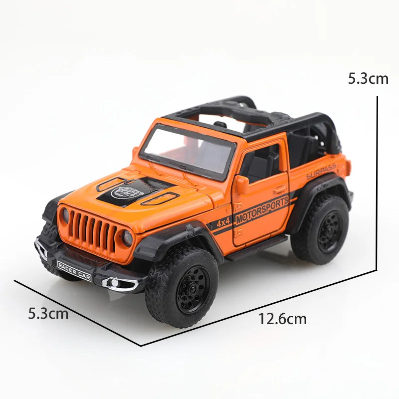 (Bagged) 1/36 Convertible Wrangler Off-Road Vehicle, Die-Cast Metal, Boy's Toy, Four Doors Openable, Pull-Back Function