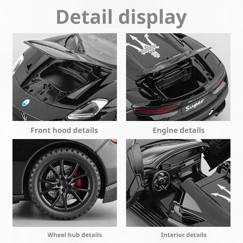1:32 Maserati MC20 Model Exquisite Alloy Simulation Convertible Super Car Collection Gift Desktop Decoration Light & Sound
