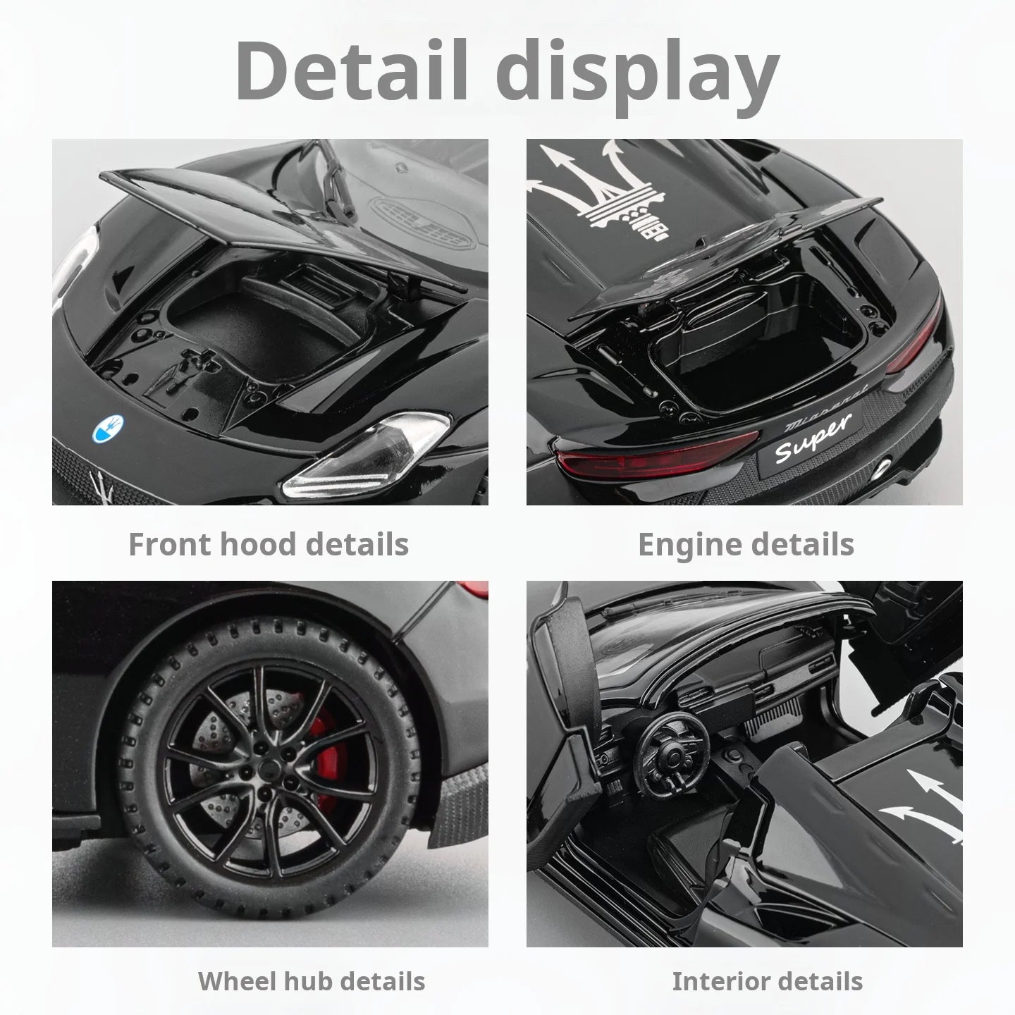 1:32 Maserati MC20 Model Exquisite Alloy Simulation Convertible Super Car Collection Gift Desktop Decoration Light & Sound