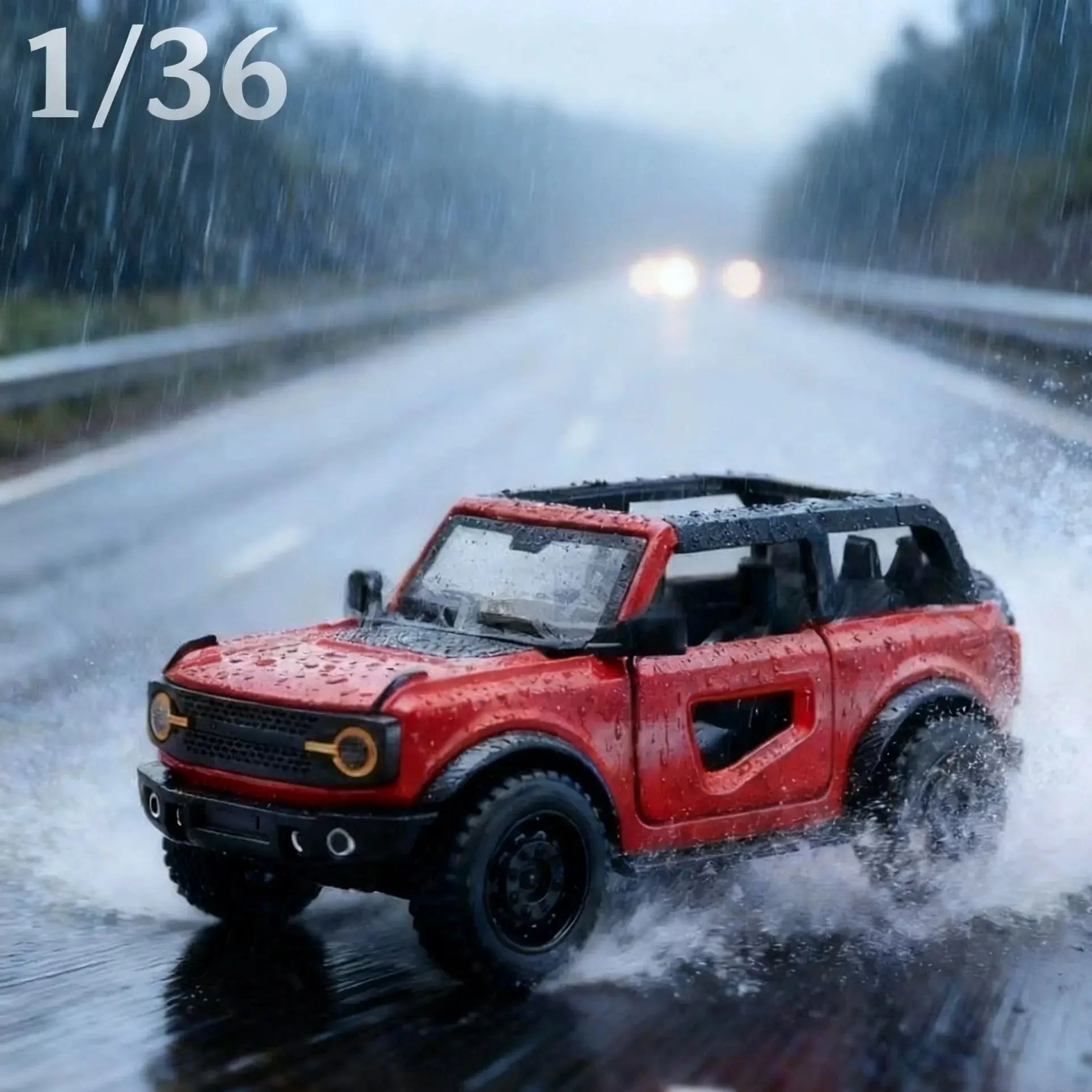 (Bagged) 1/36 New Hummer Convertible Off-Road Pullback Car - Children's Toy, Die-cast Metal, Powerful Engine