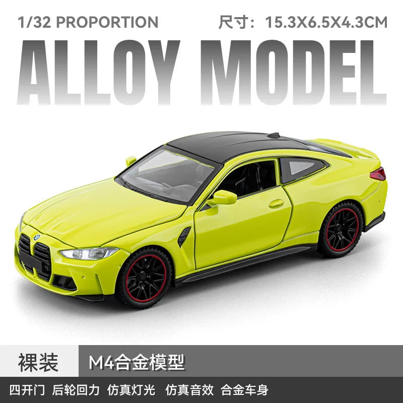 Limited Edition 1:32 Simulation Top Sports Car BM M4 Alloy Model Car with Sound and Light Boys' Toy Gift Collectibles