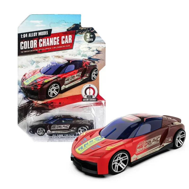 1:64 Magic Color Changing Racing Car Model Temperature Sensitive Inertia Pull Back Cars Toys Crash-Resistant Durable Boys Gift