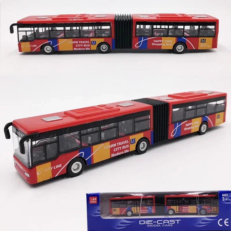 1/64 Diecast Alloy City Bus Pull Back Cars Kids Toy Car Inertia Vehicle Model Toy Educational Toys for Children Gift Boys Toys