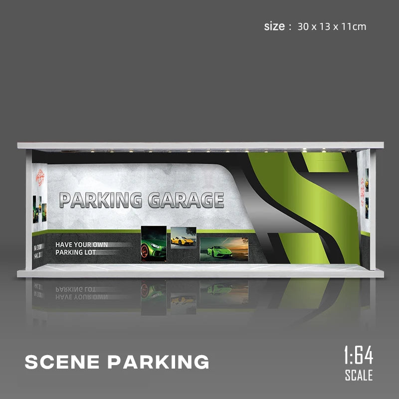 1/64 Garage scene Model Scene with Light Version Simulation Model Scene Decoration Collect (Excluding dolls and car models)