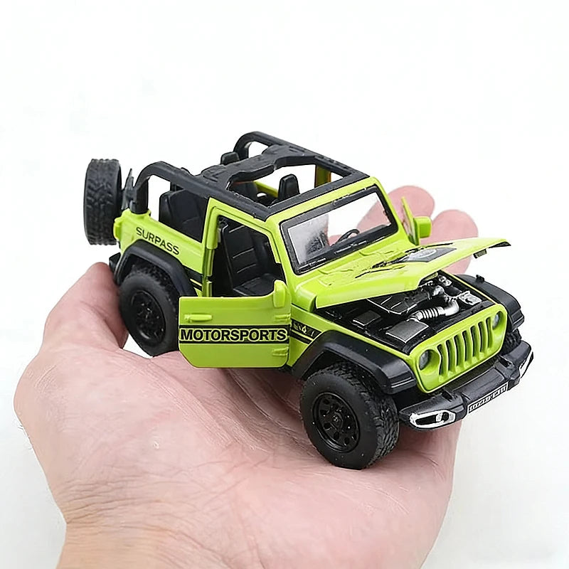 1/36 Convertible Wrangler Off-road Vehicle, Die-cast Metal, Boy's Toy, Four Doors Opening, Pull-back Function