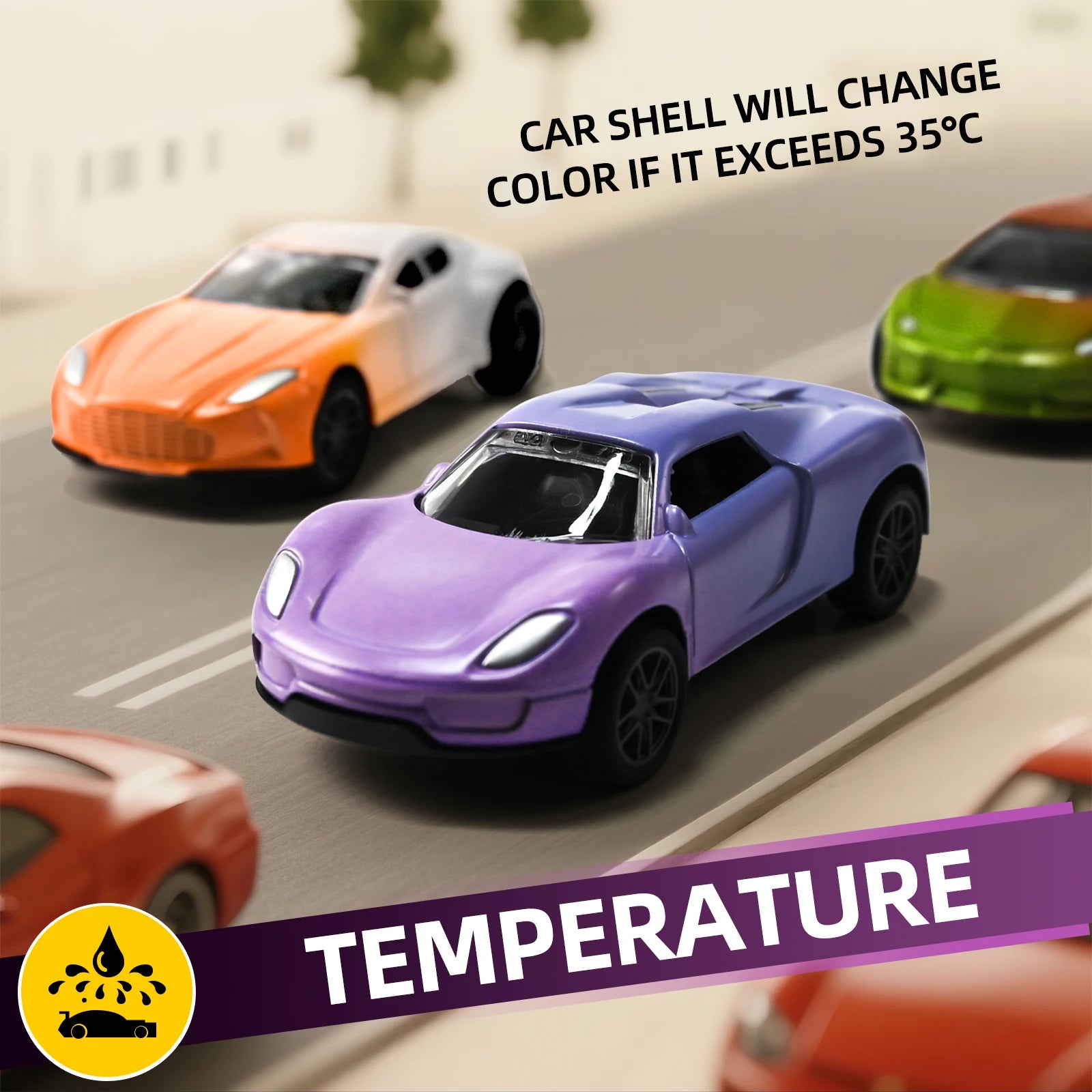 Mini Magic Water & Temp Color Change Alloy Car 1:60, Pull Back Racing Model with Durable Crash-Proof Slide for Boys Kids Gifts