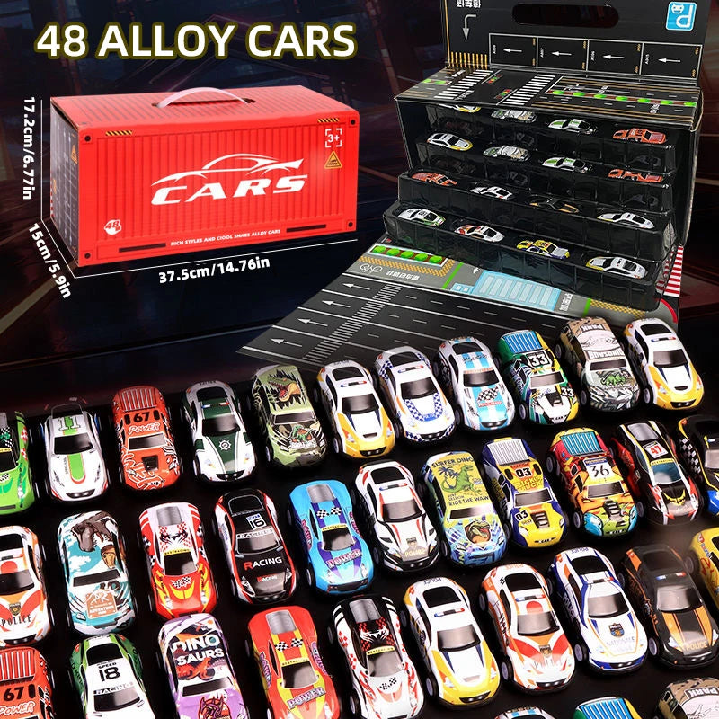 Gift Box Version: 48-Piece Alloy Car Set, Children's Toy Car, Tin Car, Racing Model, Classic Car Model, Christmas Gift