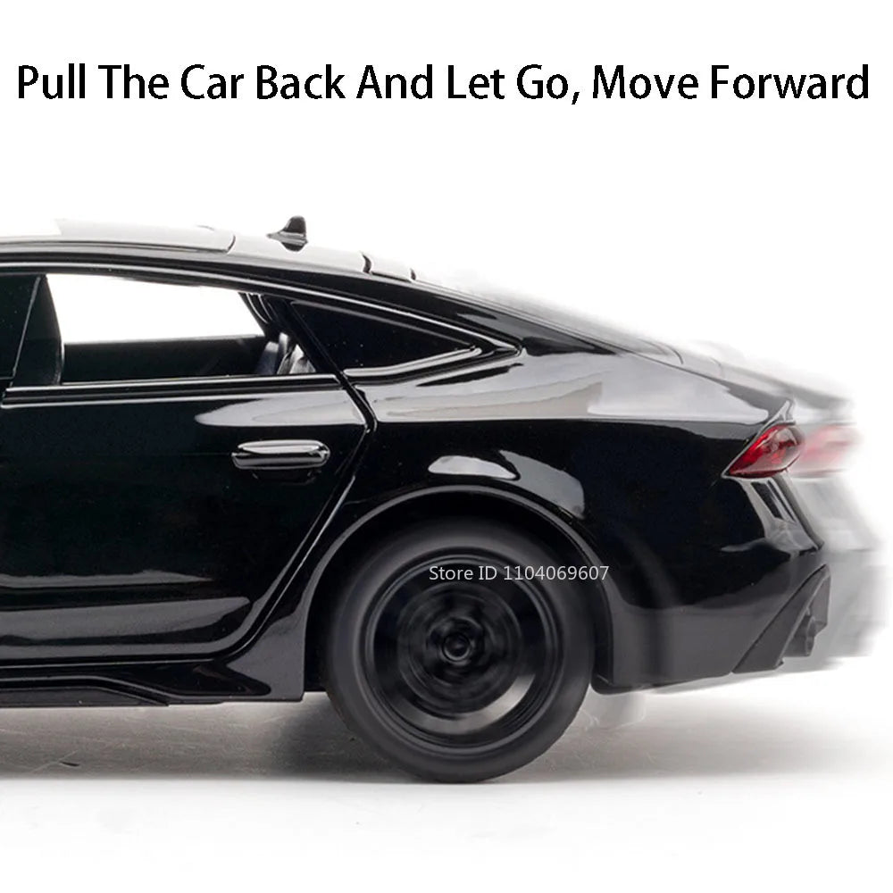 1:32 RS7 Sportback Miniature Model Toy Cars Alloy Diecast 6 Doors Opened with Pull Back Rubber Tires Ornament Vehicle Toys Gifts