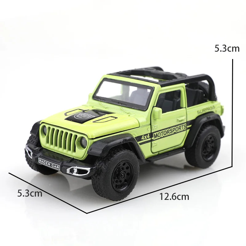 (Bagged) 1/36 Convertible Wrangler Off-Road Vehicle, Die-Cast Metal, Boy's Toy, Four Doors Openable, Pull-Back Function