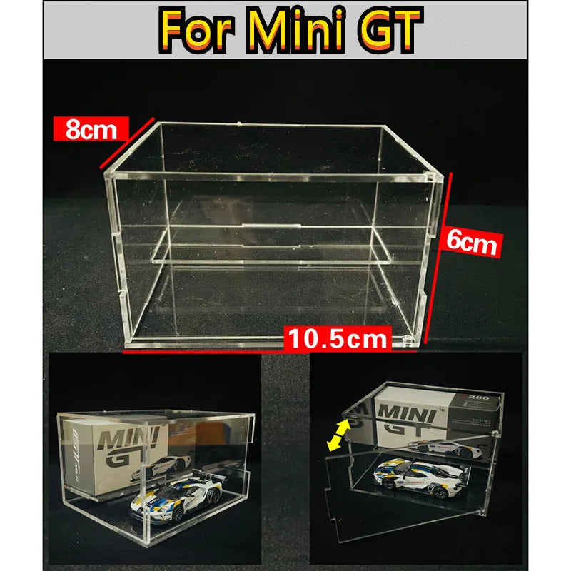 1/64 Model Cars Acrylic Display Case Fit for Mini Size MiniGT Tomica Hotwheels Required Assembly Proof Box Cabinet Toy Vehicles