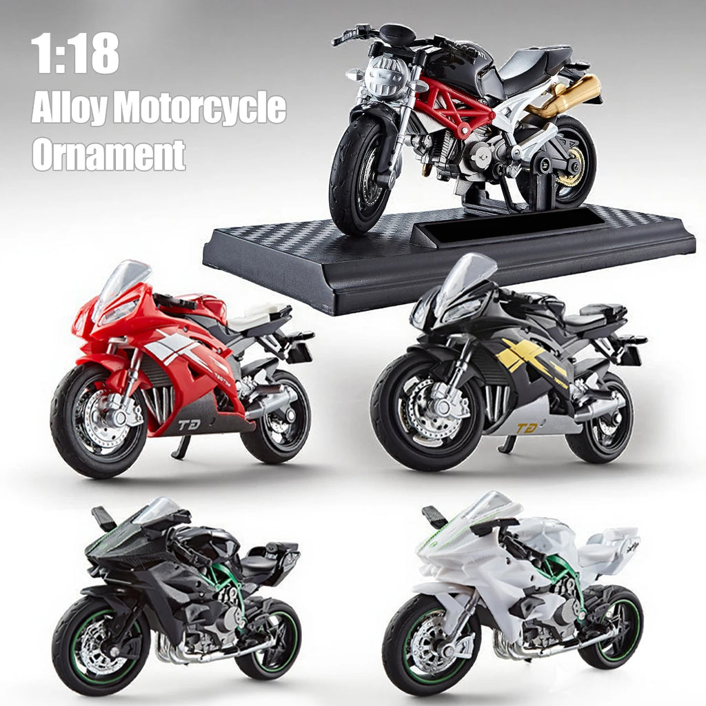 Model Diecast Motocycle Toys Ornament, 1:18/1:36 Car Rotating Rubber Rires Desktop Ornament Gifts