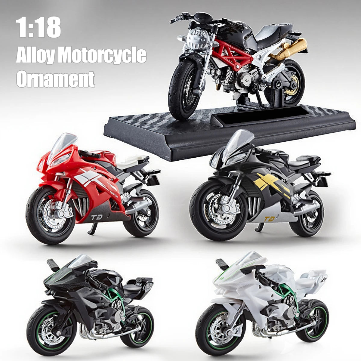 Model Diecast Motocycle Toys Ornament, 1:18/1:36 Car Rotating Rubber Rires Desktop Ornament Gifts