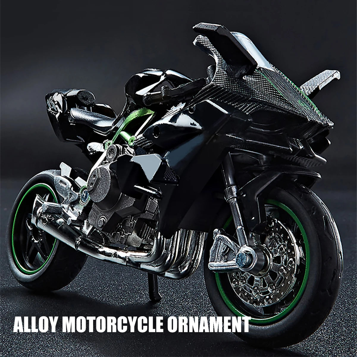 Motorcycle DieCast Model 1:18 Toy Car,  Collectible Model With Ornament Base Rotating Rubber Tires Kids Gifts