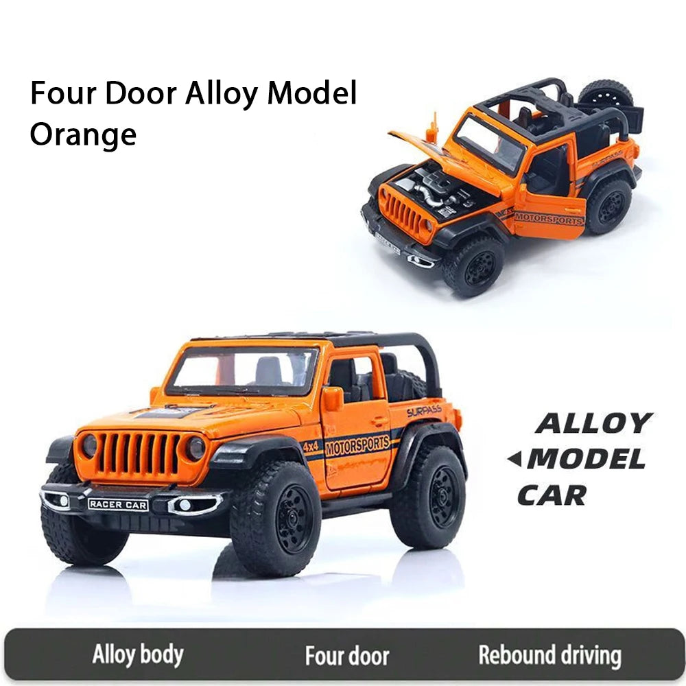 1/36 Convertible Wrangler Off-road Vehicle, Die-cast Metal, Boy's Toy, Four Doors Opening, Pull-back Function