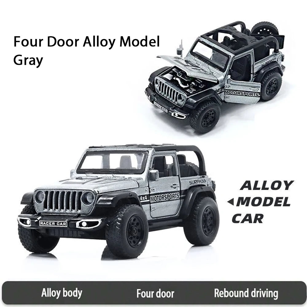 1/36 Convertible Wrangler Off-road Vehicle, Die-cast Metal, Boy's Toy, Four Doors Opening, Pull-back Function