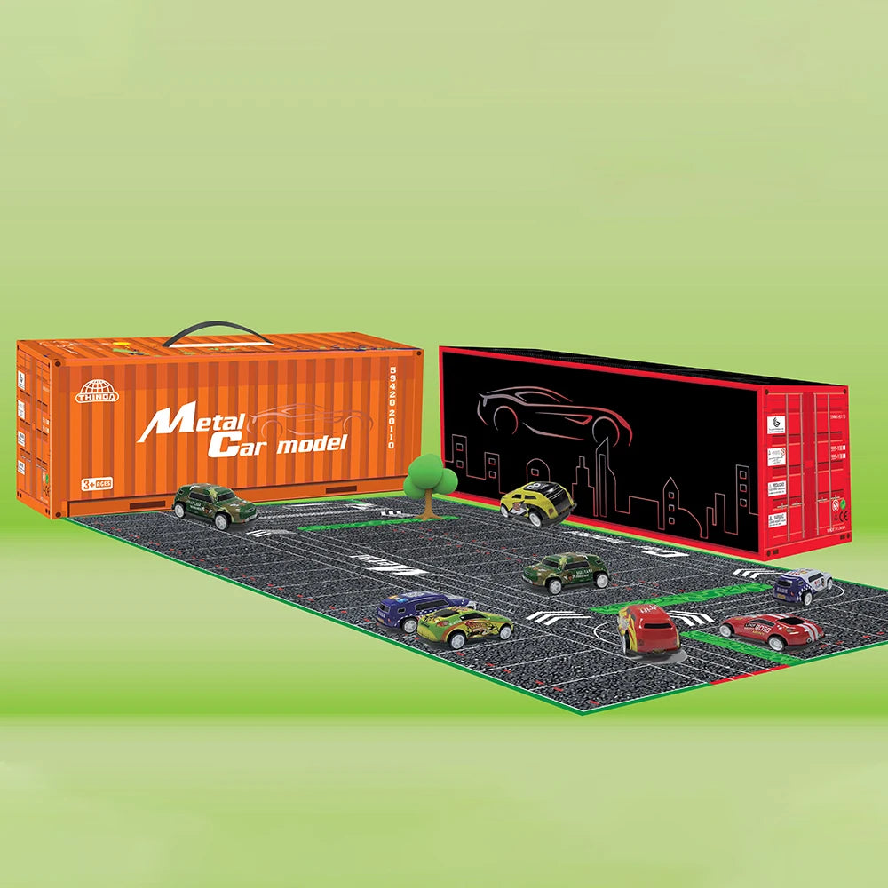 10-48 Pieces Mini Car Set Inertia Pull Back Cars for Boys Plastic Vehicle Model with Container Collection Toy Birthday Gift Kid