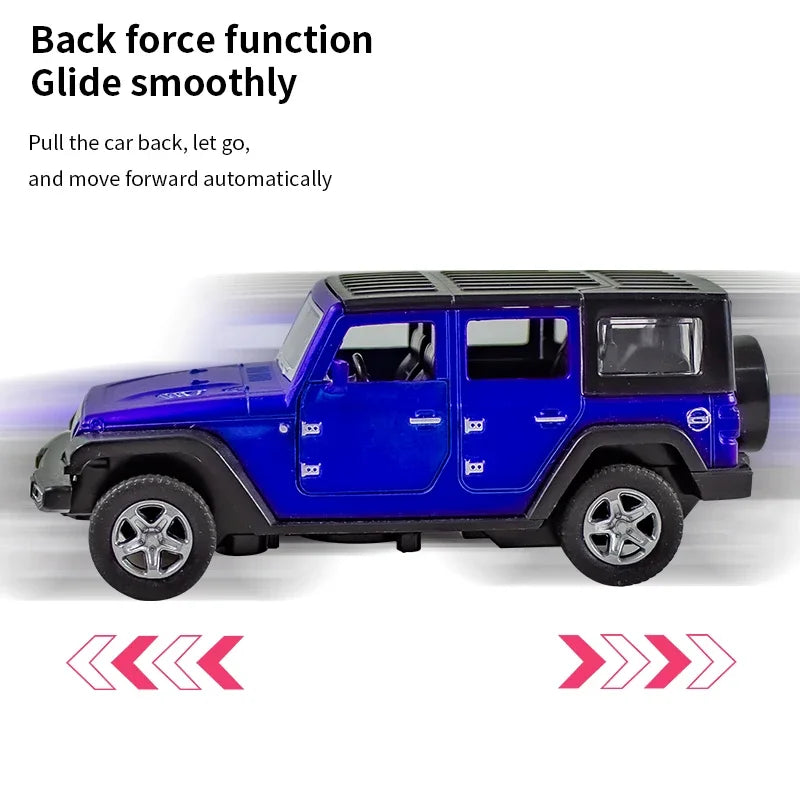 Bagged 1:36 alloy JEEPS Wrangler pull-back off-road car toy imitation off-road pull-back car, boys and children toys