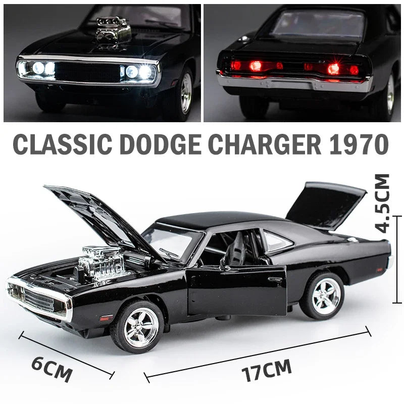 1:32 Simulation 1970 Dodge Charger Alloy Sports Car Model Pull Back Luxury Car Toy Gift Ornaments