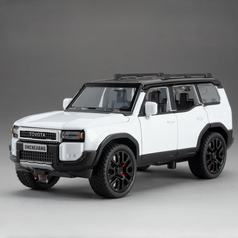 1:32 Prado SUV Car Model Toys Alloy Die-casting Pull Back 6 Doors Opened Sound Light Off-road Vehicle Gifts for Kids Collection